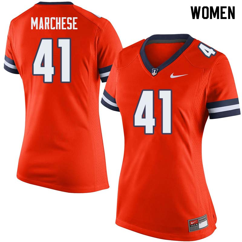 Women #41 Jimmy Marchese Illinois Fighting Illini College Football Jerseys Sale-Orange